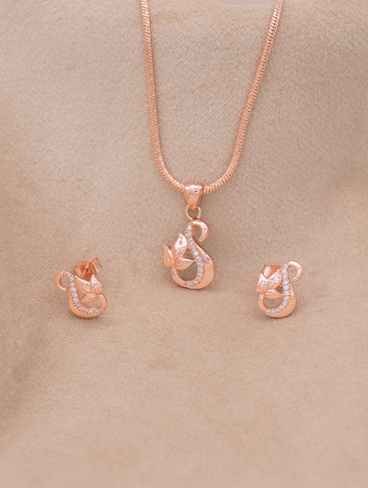 Graceful swan pendant set adorned with shimmering zircons”