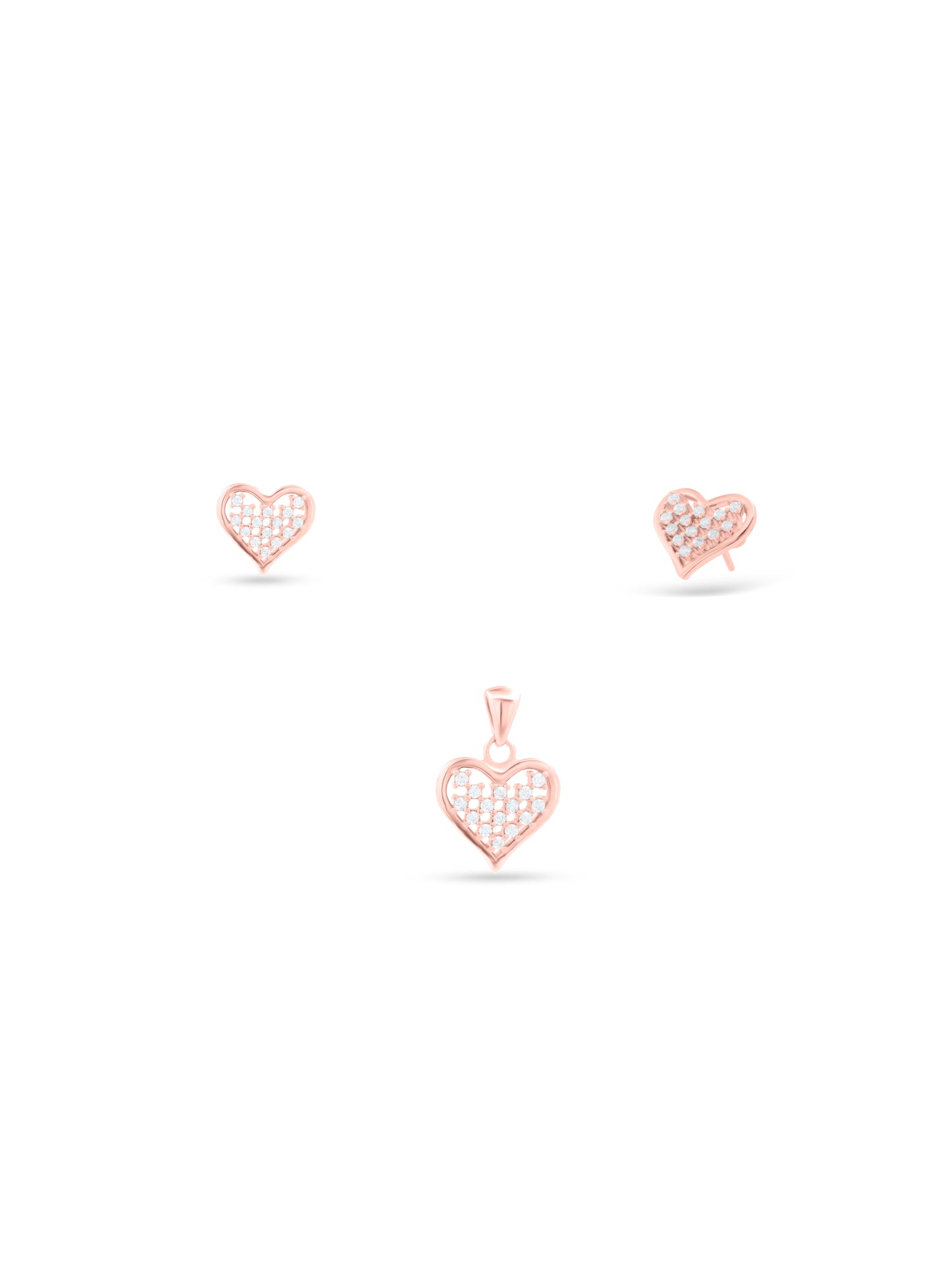 Rose gold heart pendant set — timeless jewelry expressing love and elegance.