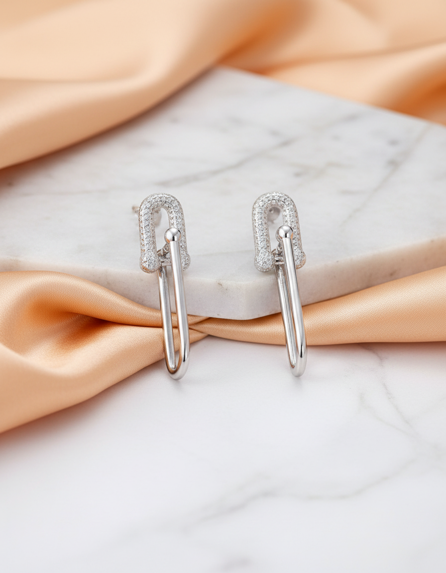 Minimal Elegance Sterling Silver Swarovski Zircon Drop Earrings