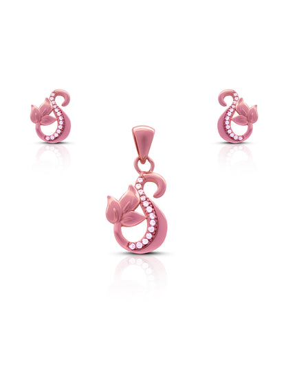 “Sterling silver rose gold swan pendant set with zircon stones”