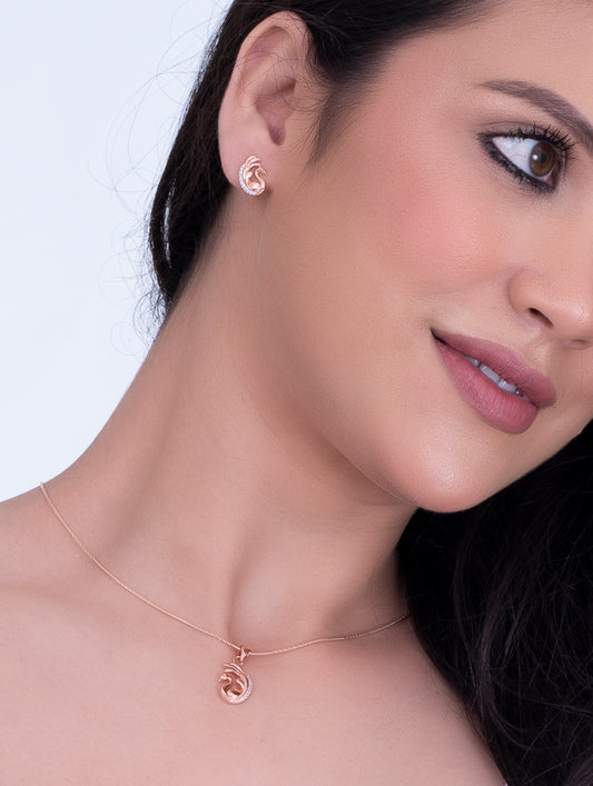 Rose gold swan necklace with zircon stones — perfect accessory for women.
