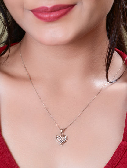 Elegant rose gold heart pendant set for women — perfect for everyday wear or gifting.
