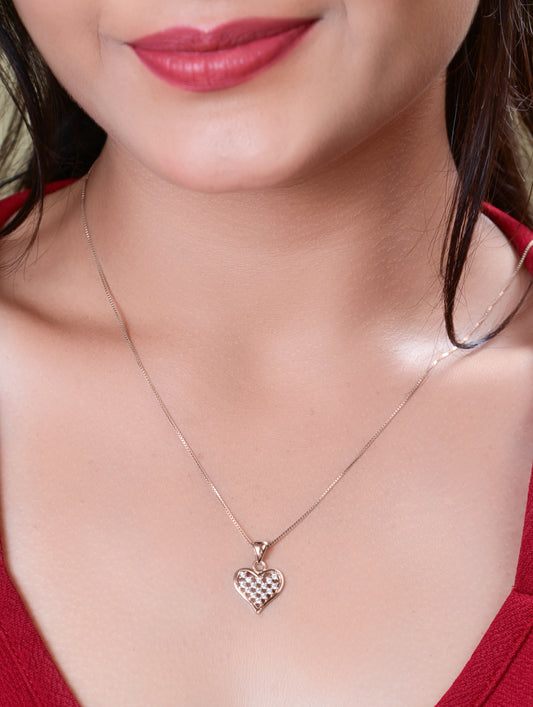 Elegant rose gold heart pendant set for women — perfect for everyday wear or gifting.