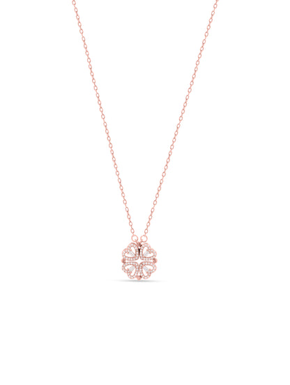 Modern silver charm chain with white Swarovski zircon detailing.