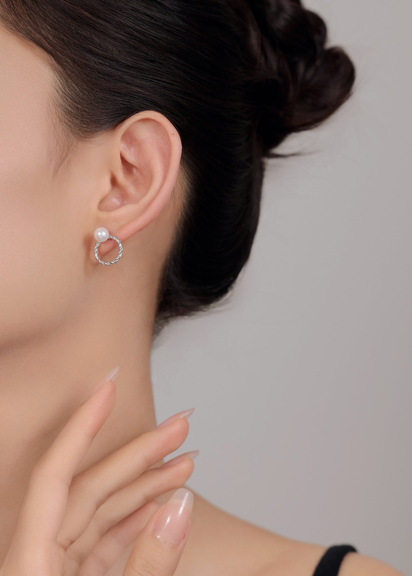 Dainty sterling silver pearl stud earrings — perfect gift for her.