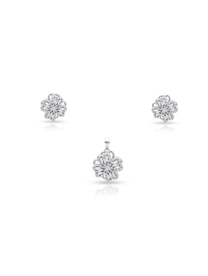 Silver Flower Pendant Set with Zircons – Elegant & Meaningful Jewelry for Women
