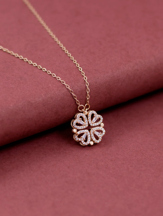 Magnetic charm silver chain with white Swarovski zircon pendant.