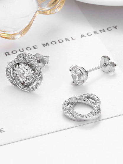 Sterling silver detachable solitaire earrings with white Swarovski zircon.