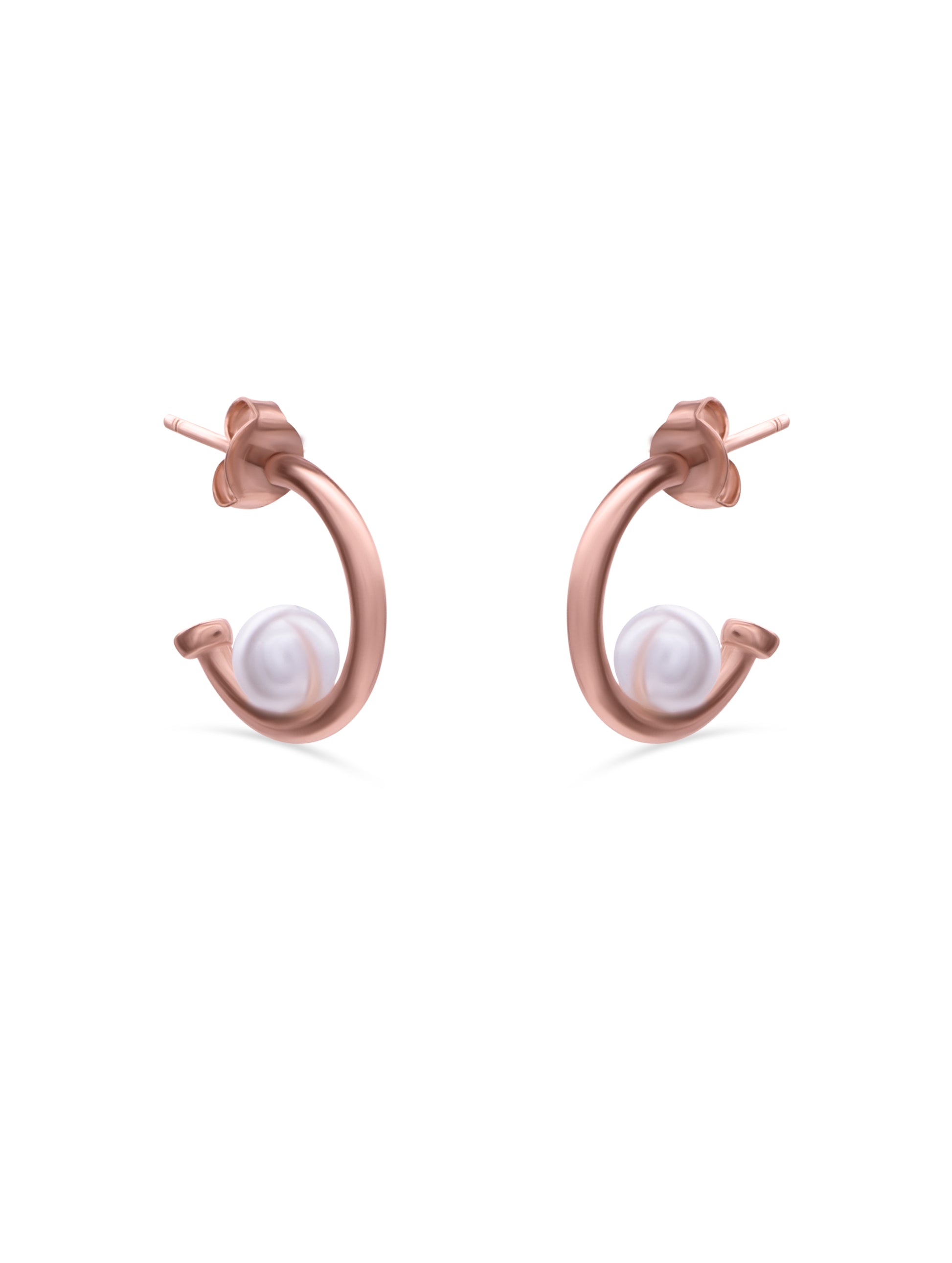 Modern sterling silver earrings with natural pearl, versatile and stylish.