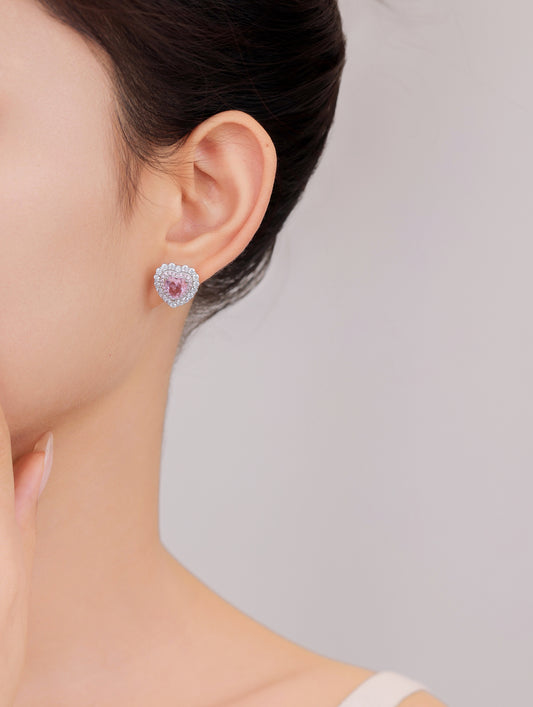 Romantic pink gemstone earrings with sterling silver setting.