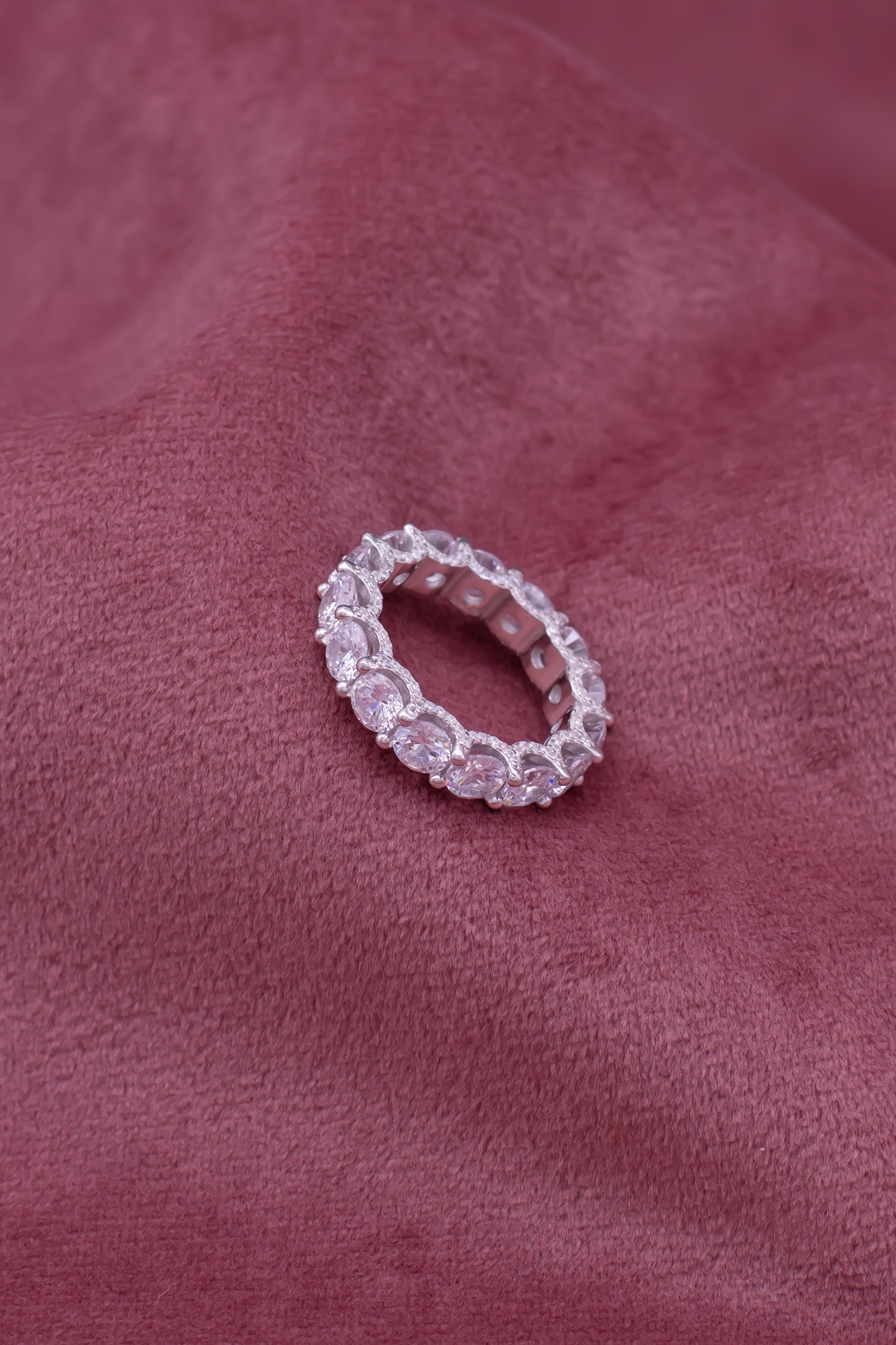 Classic silver solitaire ring with shimmering Swarovski stone — perfect for elegant occasions.