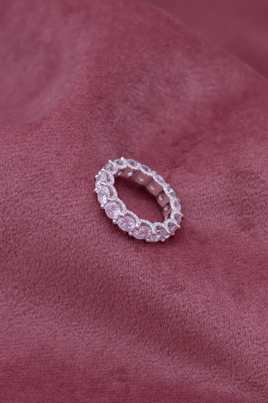 Classic silver solitaire ring with shimmering Swarovski stone — perfect for elegant occasions.