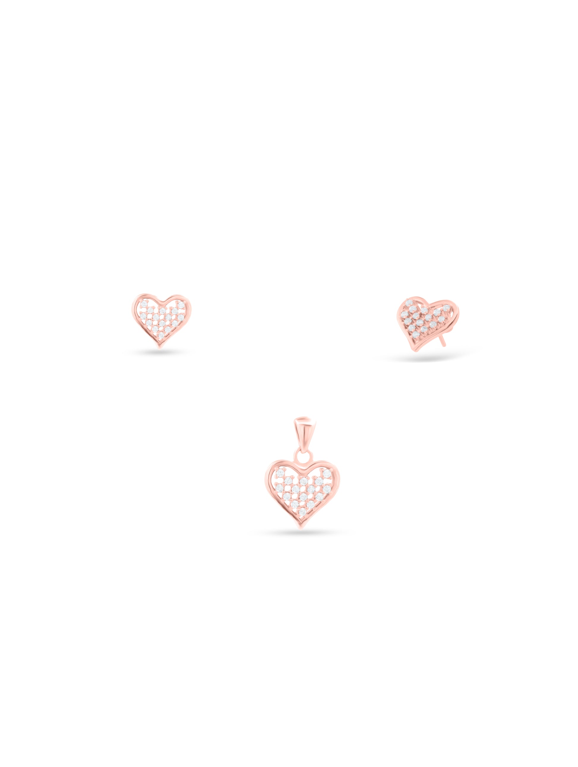 Rose gold heart pendant set — timeless jewelry expressing love and elegance.