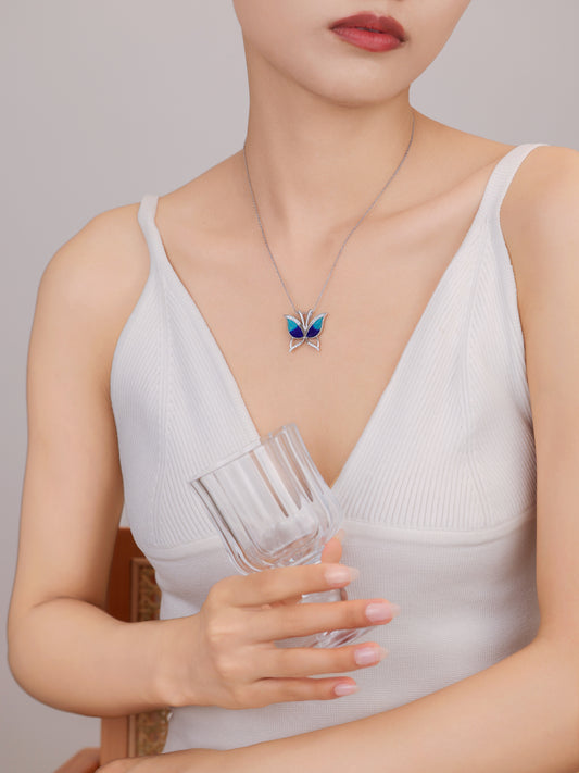 Blue Butterfly pendant necklace – Elegant 92.5 Sterling Silver Jewelry