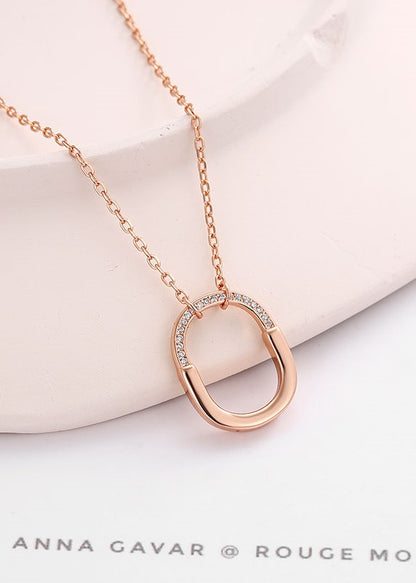 Dual-tone silver and rose gold chain with white Swarovski zircon