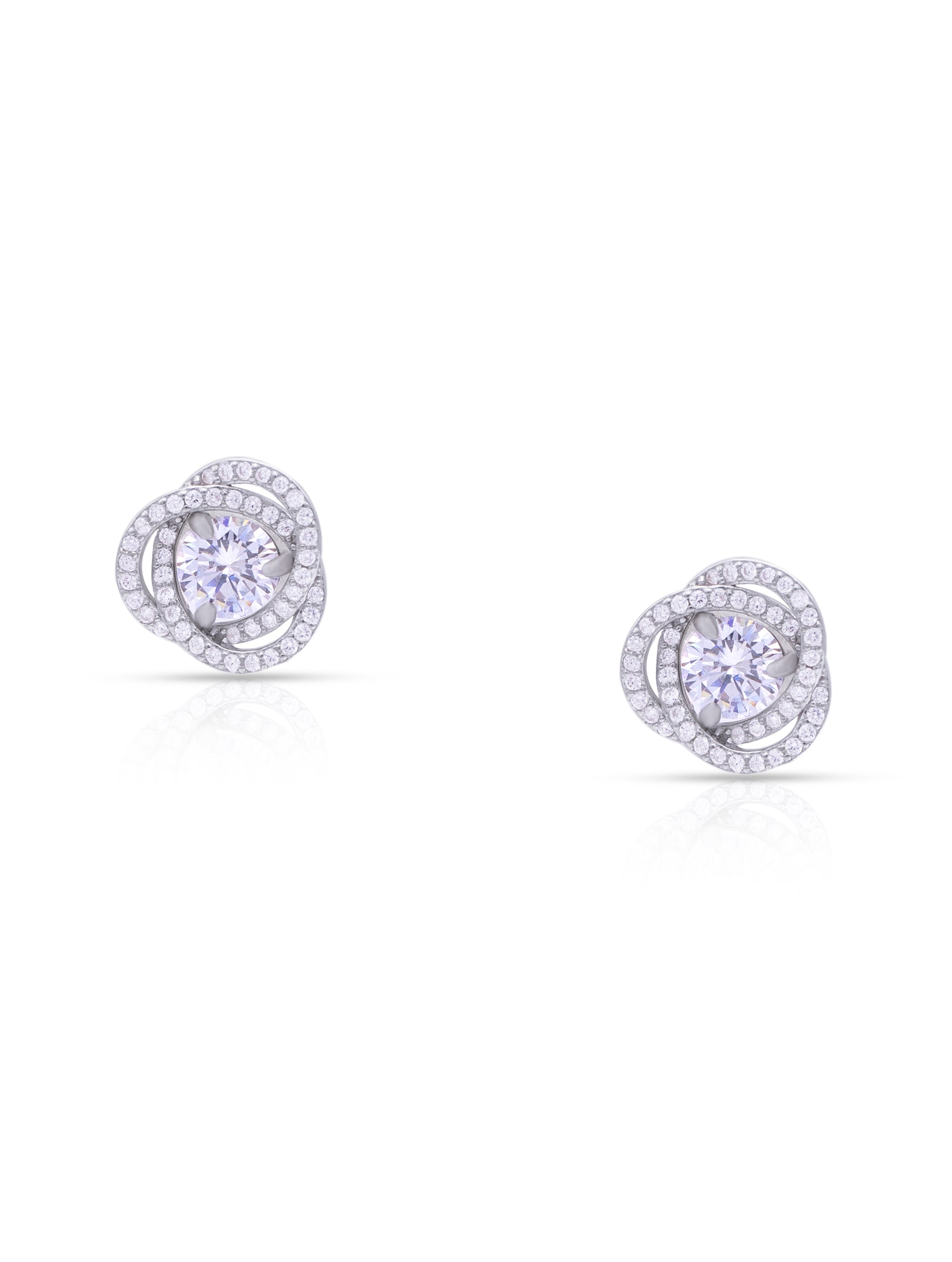 White zircon detachable solitaire earrings for elegant everyday wear.