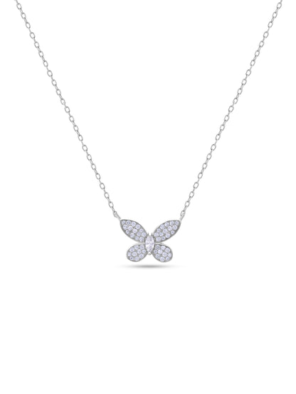 Timeless silver chain with butterfly Swarovski zircon charm.