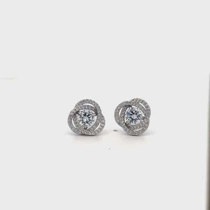 Classic round silver studs with Swarovski zircon detailing.