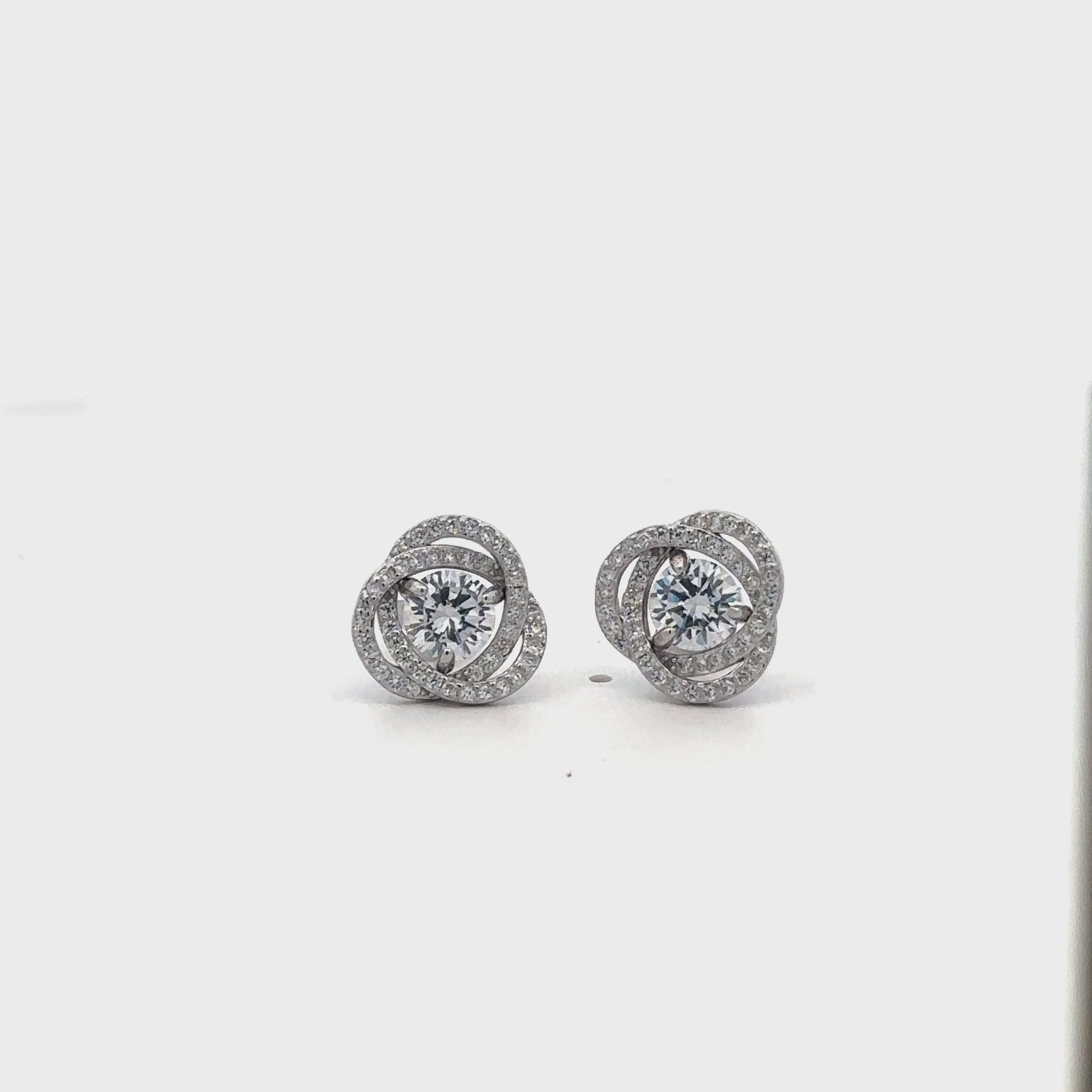 Classic round silver studs with Swarovski zircon detailing.