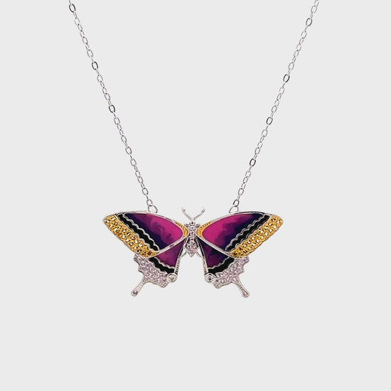 Elegant butterfly pendant chain featuring Swarovski crystals.