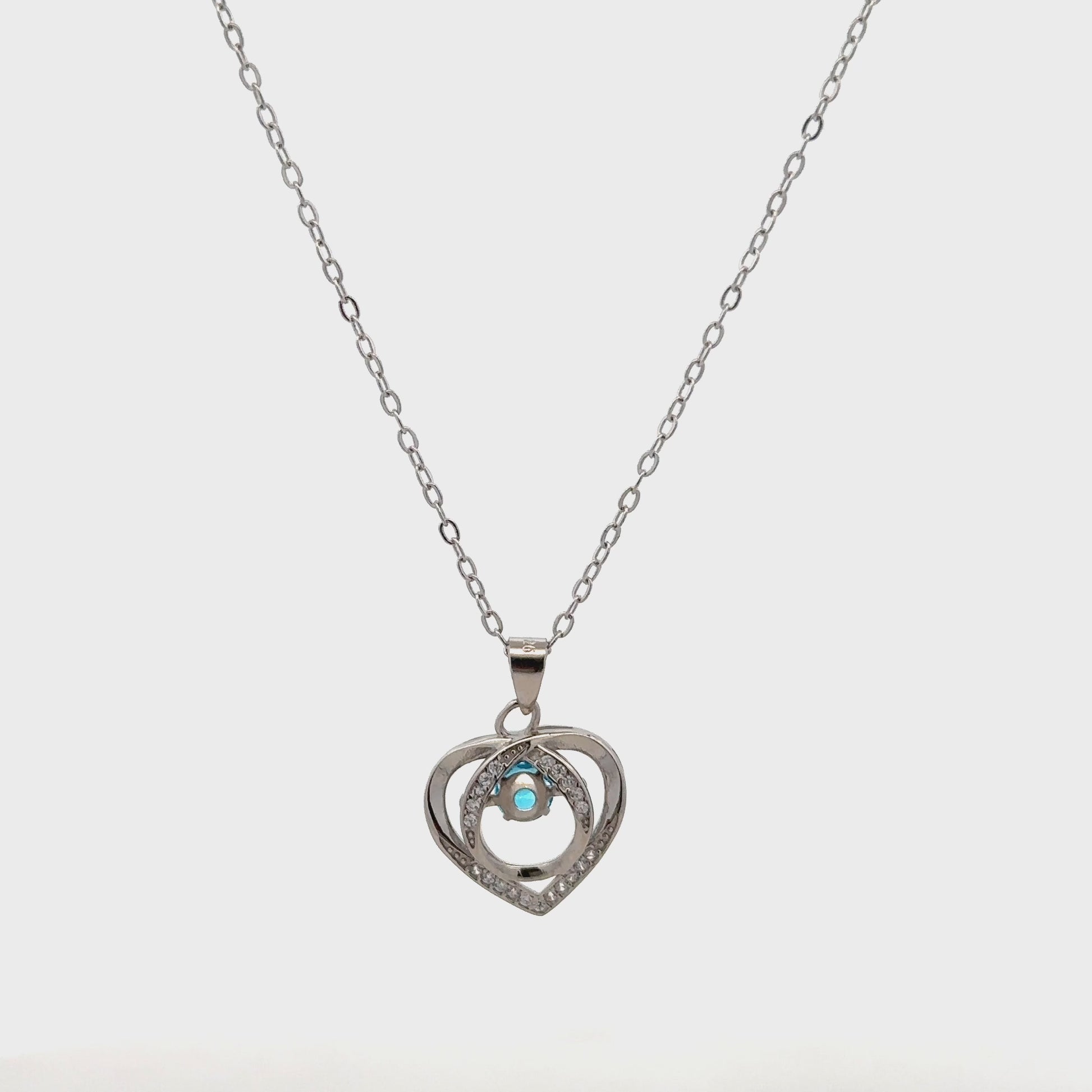 92.5 silver heart pendant adorned with Swarovski zircon.