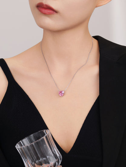 Romantic heart stone silver chain for women.