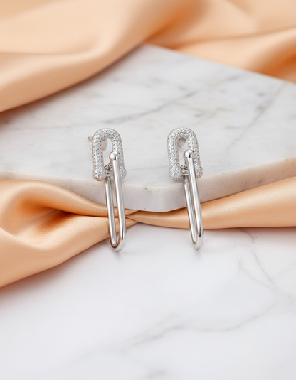Minimal Elegance Sterling Silver Swarovski Zircon Drop Earrings